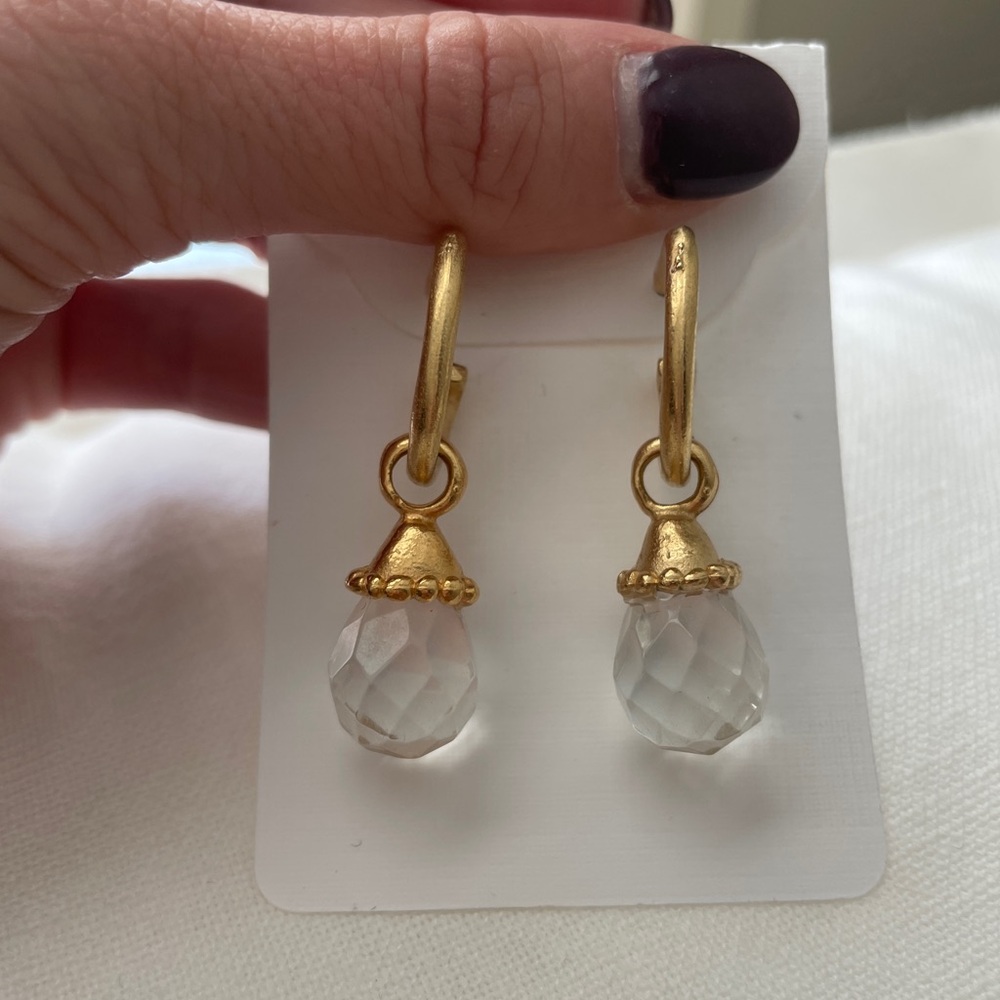 Susan Shaw Elegant Gold and Clear Drop Earrings- Never worn